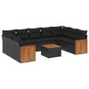 vidaXL 10-delige Loungeset met kussens poly rattan zwart