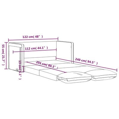 vidaXL Slaapbank vloermodel 2-in-1 122x204x55 cm fluweel wijnrood