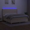 vidaXL Boxspring met matras en LED stof cr&egrave;mekleurig 180x200 cm