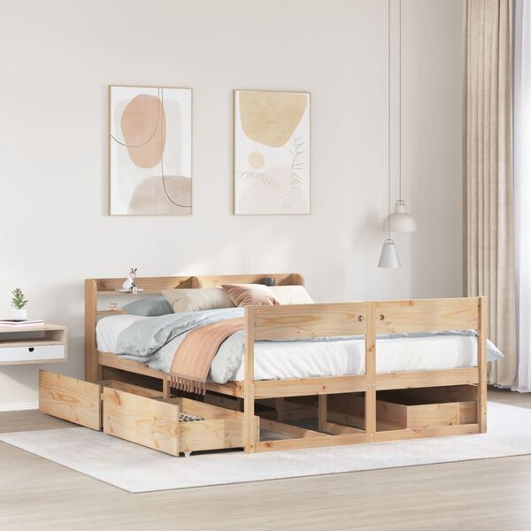 vidaXL Bedframe zonder matras massief grenenhout 135x190 cm
