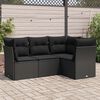 vidaXL 4-delige Loungeset met kussens poly rattan zwart