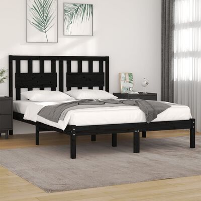 vidaXL Bedframe massief grenenhout zwart 120x200 cm