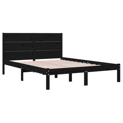 vidaXL Bedframe massief grenenhout zwart 140x200 cm