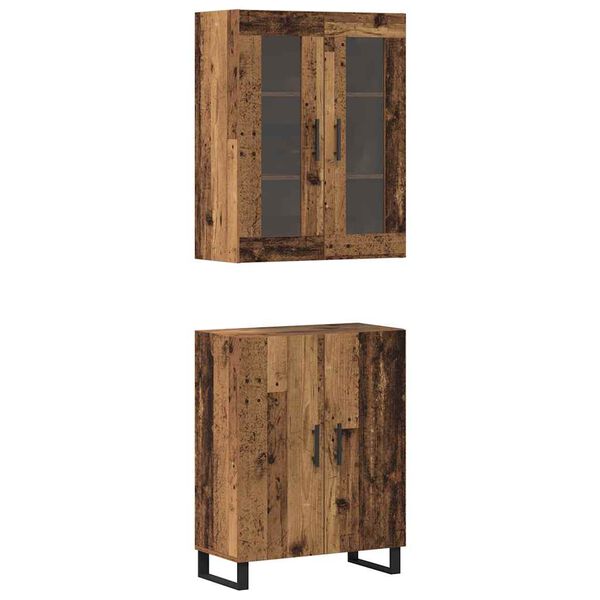 vidaXL Hoge kast 2 pcs Oud hout Bewerkt hout
