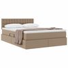 vidaXL Opslag bed met matras Cappuccino 140 x 190 cm Nep Leer
