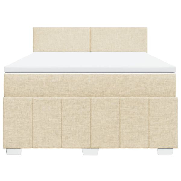vidaXL Boxspring met matras stof cr&egrave;mekleurig 140x200 cm