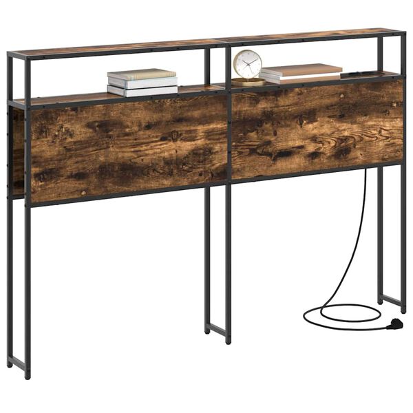 vidaXL Opberghoofdbord met plank Gerookt eiken 135 cm Bewerkt hout