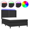 vidaXL Boxspring met matras en LED kunstleer zwart 140x190 cm