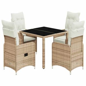 vidaXL 5-delige Bistroset met kussens poly rattan beige