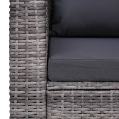 vidaXL 7-delige Loungeset met kussens poly rattan grijs