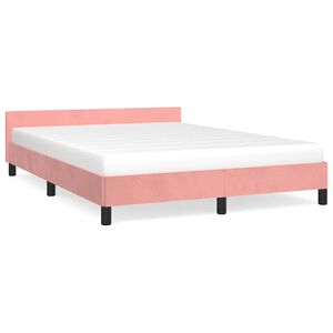 vidaXL Bedframe met hoofdeinde zonder matras 140x200 cm fluweel roze
