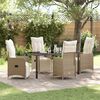 vidaXL Tuin Eetset met kussen 5 pcs Beige Poly riet