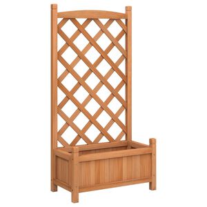vidaXL Plantenbak met latwerk 55x29,5x110 cm massief vurenhout bruin