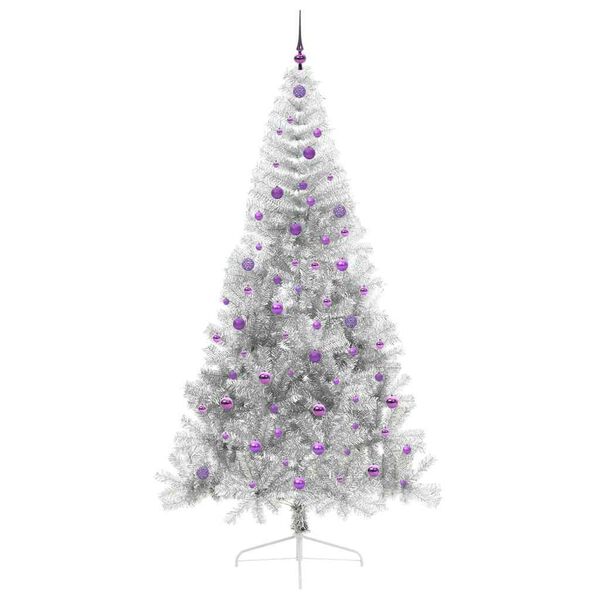 vidaXL Kunstmatig Voorverlicht Kerstboom met 300 LED Zilver 240 cm PET