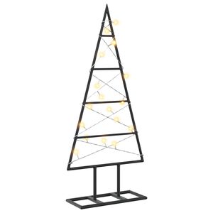 vidaXL Metalen kerstboom KUOPIO 60 cm Warmwit Poedergecoat staal Zwart