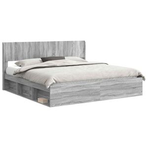 vidaXL Bedframe met opbergruimte en hoofdbord 2 st Bewerkt hout