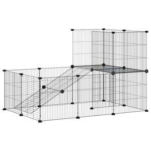 vidaXL Huisdierenkooi met deur 20 panelen 105x70x70 cm staal zwart