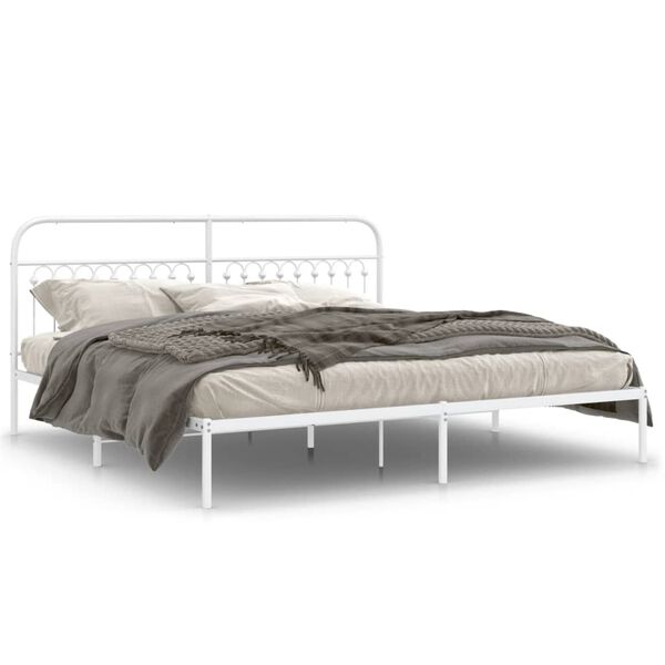 vidaXL Bedframe met hoofdbord metaal wit 193x203 cm