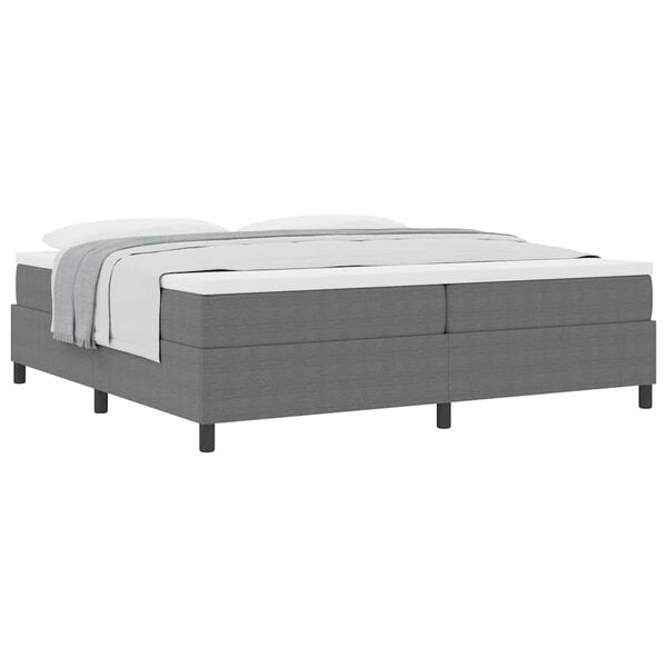 vidaXL Boxspringbed Lichtgrijs en wit. 200 x 200 cm Katoen Stof