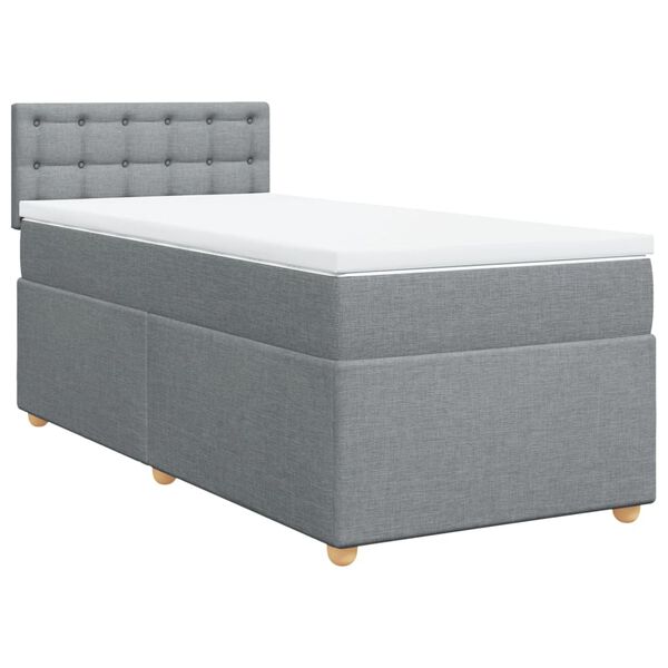 vidaXL Boxspring met matras stof lichtgrijs 90x190 cm