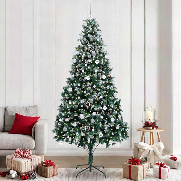 vidaXL Kunstkerstboom Groen 240 cm PVC en Staal en Kunststof