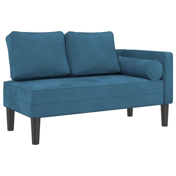 vidaXL Chaise longue met kussens fluweel blauw