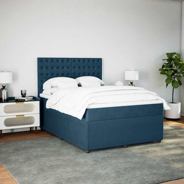 vidaXL Boxspring met matras fluweel blauw 140x190 cm