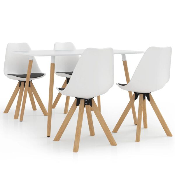 vidaXL Eetkamerset 5-delig 120x60 cm Wit en Zwart