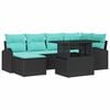 vidaXL Tuin Sofa Set met opslag 7 pcs Zwart Poly riet