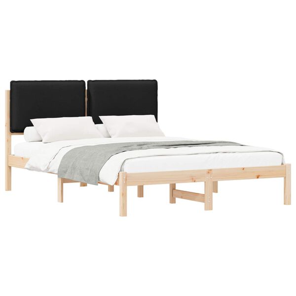 vidaXL Bedframe met Gevoerd Hoofdgedeelte Zwart 150 x 200 cm