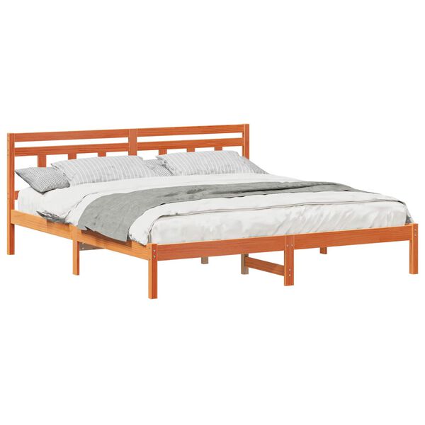 vidaXL Bedframe Bruin 200 x 200 cm Massief grenenhout