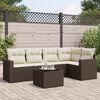 vidaXL 6-delige Loungeset met kussens poly rattan bruin