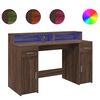vidaXL Bureau met LED-verlichting 140x55x91 cm hout bruin eikenkleurig