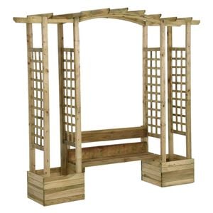 vidaXL Pergola met bank en plantenbakken ge&iuml;mpregneerd grenenhout