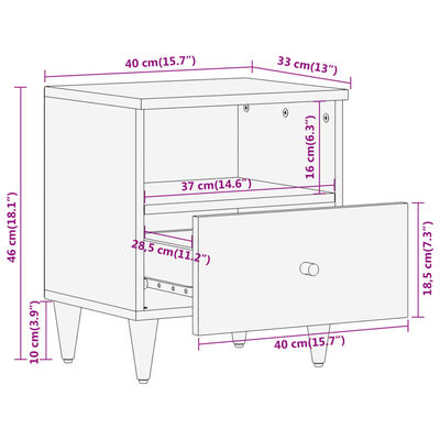 vidaXL Nachtkastjes 2 st 40x33x46 cm massief mangohout