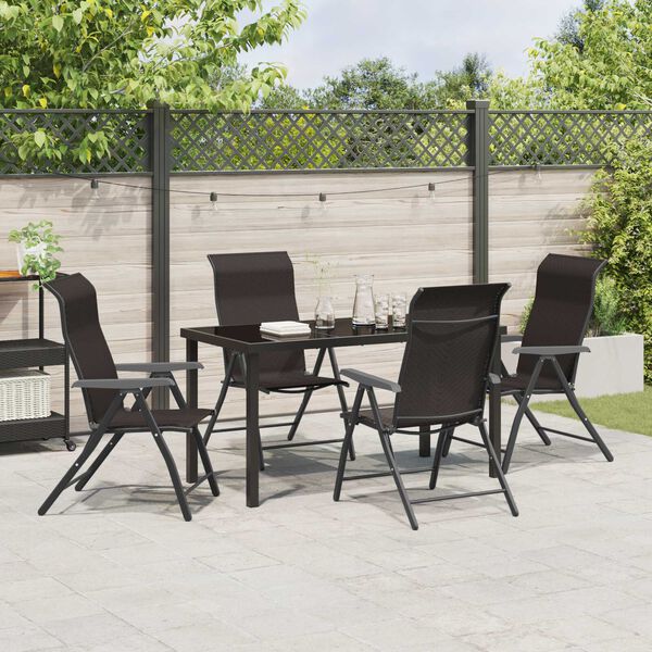 vidaXL Tuin Eetset 5 pcs Zwarte koffie Poly riet