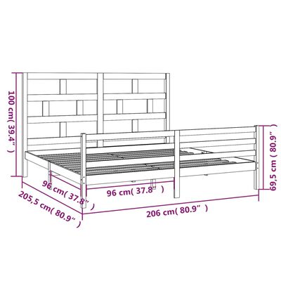 vidaXL Bedframe massief grenenhout wit 200x200 cm