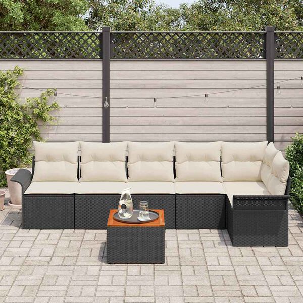 vidaXL Tuin Sofa Set 7 pcs Zwart Poly riet