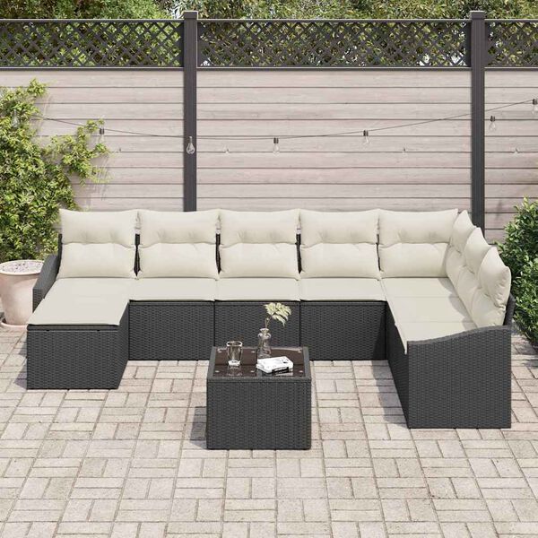 vidaXL Tuin Sofa Set met kussen 8 pcs Bruin en Cr&egrave;me poly rattan