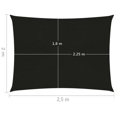 vidaXL Zonnezeil 160 g/m² 2x2,5 m HDPE zwart