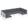 vidaXL 6-delige Loungeset met kussens massief grenenhout wit