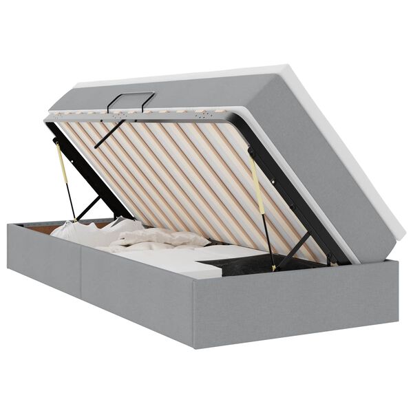 vidaXL Opslag bed met matras Lichtgrijs 90 x 190 cm Polyester