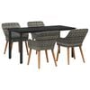 vidaXL Tuin eettafelset met kussen 5 pcs Grijs poly rattan