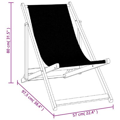 vidaXL Strandstoelen inklapbaar 2 st aluminium en textileen zwart