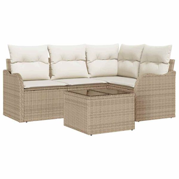 vidaXL Tuin Sofa Set 5 pcs Beige poly rattan