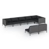 vidaXL 8-delige Loungeset met kussens poly rattan donkergrijs