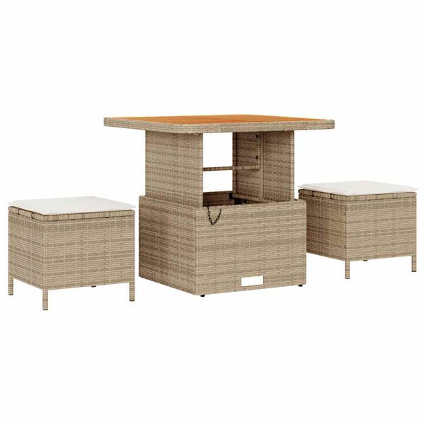 vidaXL Tuinbankenset met kussen 13 pcs Beige en Cr&egrave;me poly rattan