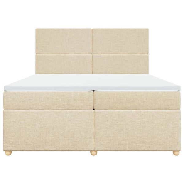vidaXL Boxspring met matras stof cr&egrave;mekleurig 200x200 cm