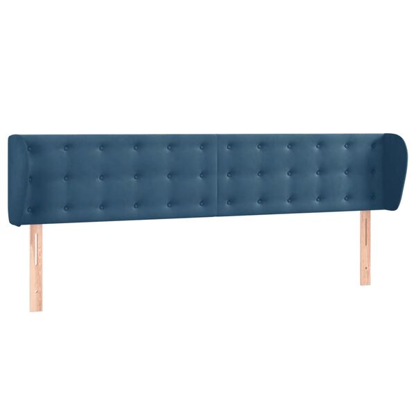 vidaXL Hoofdbord met randen 183x23x78/88 cm fluweel donkerblauw