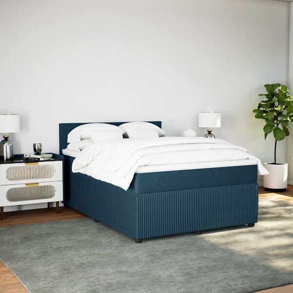 vidaXL Boxspring met matras fluweel blauw 140x190 cm